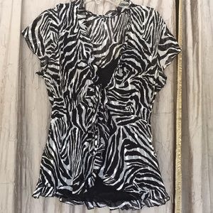 Notation Zebra pattern short sleeve blouse